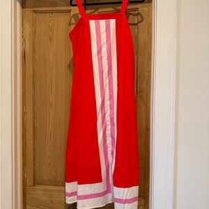 Red and Pink Striped Maxi Dress